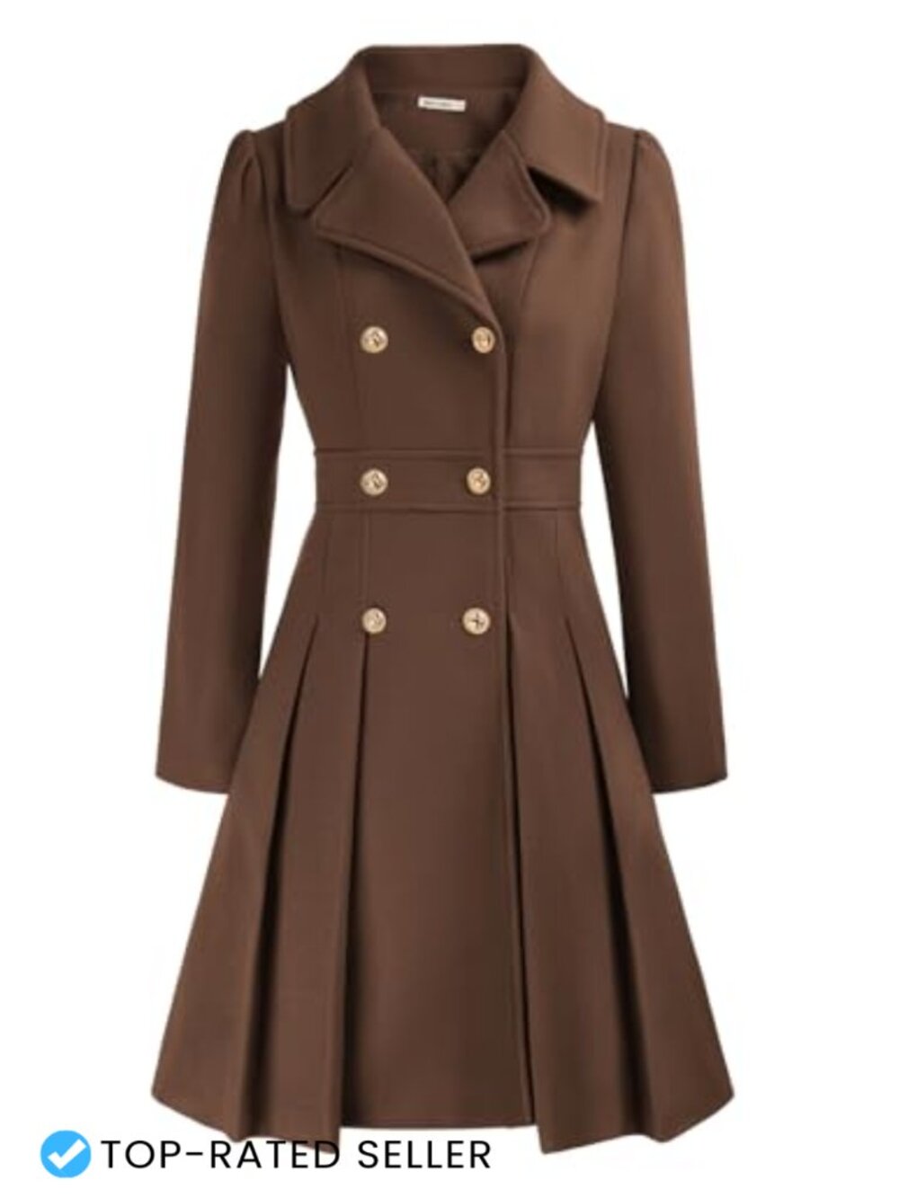 Double Breasted A-Line Trench Coat with Pockets
